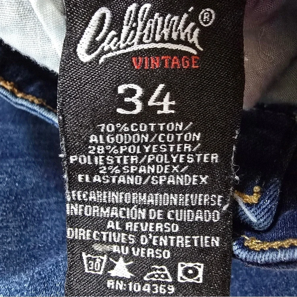 California Vintage Womens Distressed Skinny Jeans  Wash Blue Size 34‎ Distressed